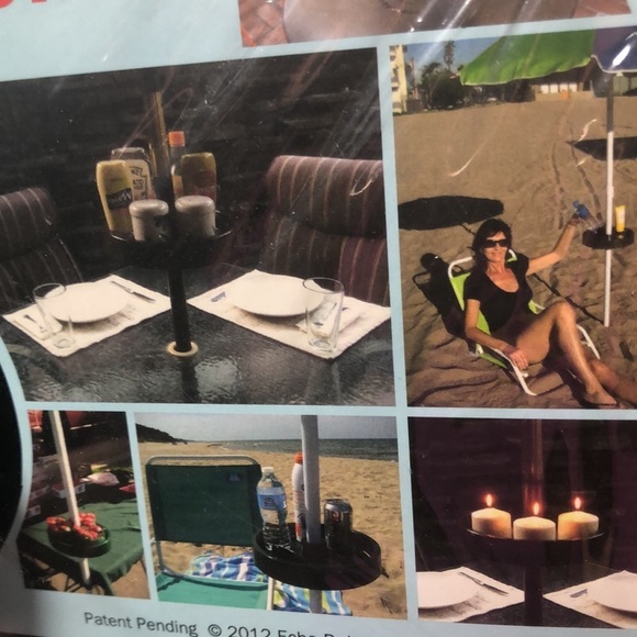 NWT Detachable Umbrella Pole Shelf Green Condiment Holder Patio Beach BBQ NEW - Picture 8 of 11